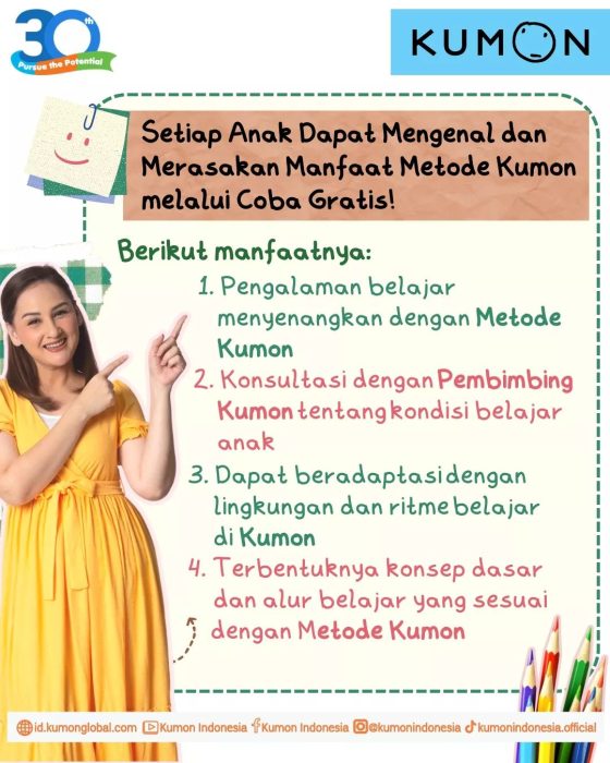 Les Matematika, Bahasa Inggris Gratis di KUMON