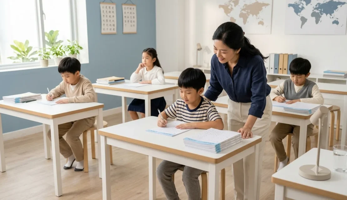 1.suasana-kelas-kumon-anak-belajar-mandiri-dengan-guru_www.educenter.id